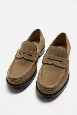 LEATHER PENNY STRAP LOAFERS - Zara фото 3