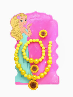 Набор детский "Выбражулька" 3 пред-а: бусы, браслет, кольцо б-р, подсолнух, желтый