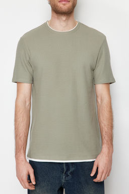 Siyah-Mint Regular/Normal Kesim 2li Paket Dokulu %100 Pamuklu T-Shirt TMNSS24TS00097 - Trendyolmilla фото 3