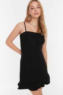 Siyah A Kesim Super Mini Volanl? Dokuma Elbise TWOSS21EL2881 - Trendyolmilla фото 2