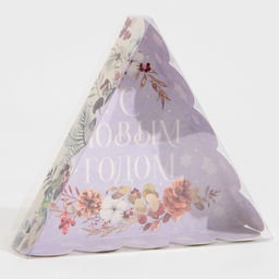 Цена за 5 шт. Коробка для кондитерских изделий новогодняя с пластиковой крышкой «С Новым годом», 18×18×4 см