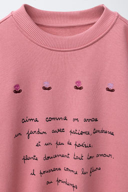 SWEATSHIRT WITH SLOGAN AND FLORAL EMBROIDERY - Zara фото 3