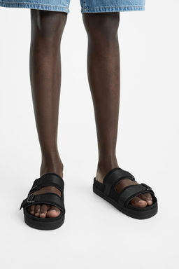 DOUBLE STRAP LEATHER SANDALS - Zara фото 3