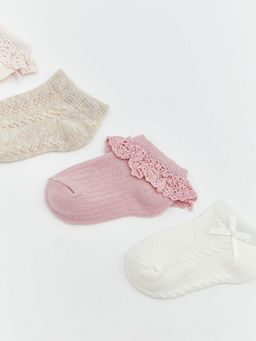 Desenli K?z Bebek Patik ?orap 4l?