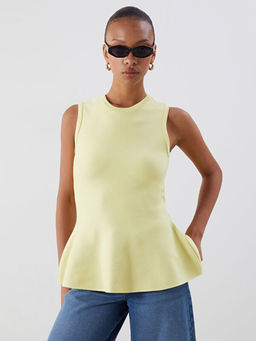 Bisiklet Yaka Peplum Triko Bluz