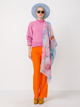 Большой, мягкий, тонкий и очень нежный двусторонний палантин с рисунком в стиле арт-деко - Tantino фото 2