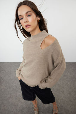 Vizon Genis Kal?p Pencere/Cut Out Triko Kazak TWOAW24KZ00342