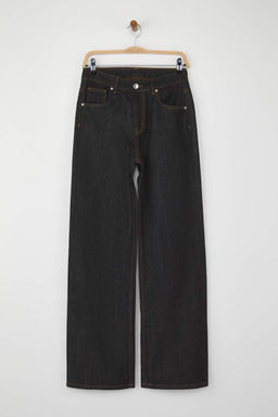 Siyah Yuksek Bel Genis Paca Wide Leg Jeans TWOAW26JE00070 - Trendyolmilla фото 5