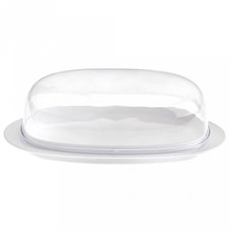 Масленка пластмассовая Кристалл 19х10х6см, прозрачная крышка, белый (Россия) - Домашняя мода фото 2