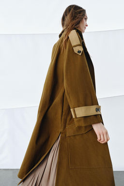 ZW COLLECTION LONG CONTRAST TRENCH COAT - Zara фото 4