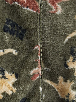 Dinozor Desenli Pel?? Erkek ?ocuk Fermuarl? Sweatshirt