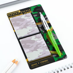 Подарочный набор, стикеры 2×30 л., ручка синяя паста 0.7 мм «Настоящий герой»