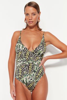 Cicek Desenli V Yaka S?rt Dekolteli Normal Paca Mayo TBESS23MA00320