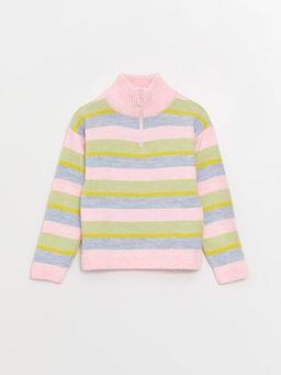 Bal?k?? Yaka Renk Bloklu K?z ?ocuk Triko Kazak - Waikiki фото 3