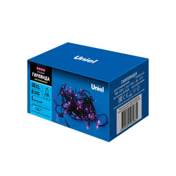 ULD-S0500-050/DGA PINK IP20 Гирлянда светодиодная, 5м. 50 светодиодов. Розовый свет. Провод зеленый. ТМ Uniel