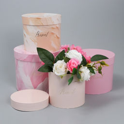 Набор шляпных коробок для цветов 4 в 1 Нежный, 14 х 13 см - 20 х 17.5 см