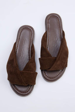 Koyu Kahverengi Suet Kad?n Terlik TAKSS26TE00023