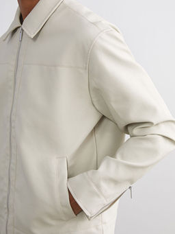 Standart Kal?p G?mlek Yaka Erkek Deri G?r?n?ml? Ceket