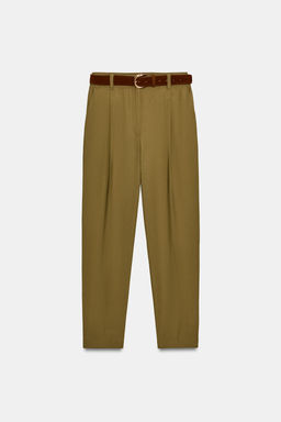 PANTAL?N PINZAS CINTUR?N / Khaki - Zara фото 8