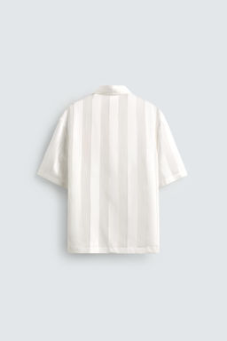 CAMISA JACQUARD RAYAS BORDADO / Blanco - Zara фото 8