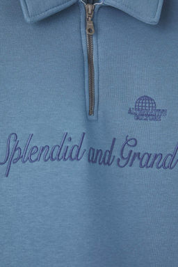 Mavi Oversize/Genis Kesim Polo Yaka Nak?sl? Kal?n Ici Sardonlu Sweatshirt TMNAW26SW00011 - Trendyolmilla фото 6