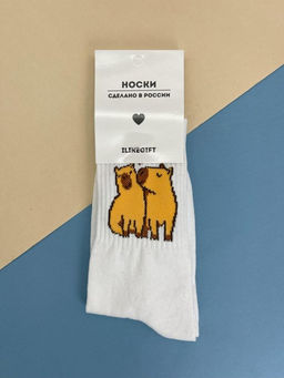 Носки Capybara in love, белый, мужские/женские р. 35-40