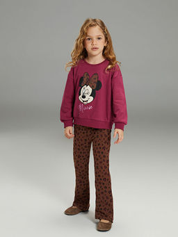 Minnie Mouse Bask?l? K?z ?ocuk Sweatshirt ve Tayt