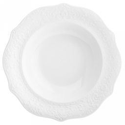 "Русь" Тарелка глубокая фарфоровая д220мм h48мм, 500мл, белый, рельефный декор, волнистый край (Китай)