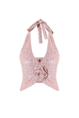 Trendyolmilla Siyah Gul Detayl? Payet Bluz TPRSS25BZ00010  фото 9