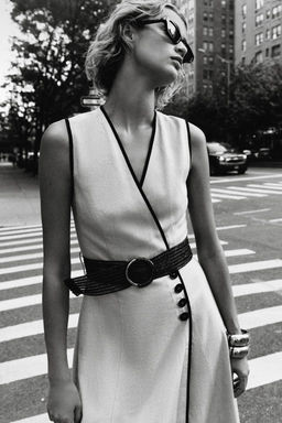 LINEN BLEND MIDI DRESS WITH BELT - Zara фото 4
