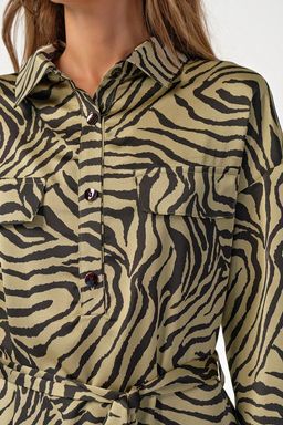 Платье-рубашка миди с поясом леопард - Fly фото 2