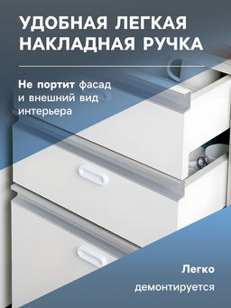 Ручка мебельная самоклеющаяся CAPPIO, L=106 мм, пластик, цвет белый