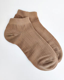 Короткие носки р.40-45 Перфорация Полоски Бежевый - Krumpy фото 3