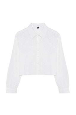 TRENDYOLMILLA Ekru Brode Detayl? Dokuma Gomlek TWOSS24GO00232  фото 6