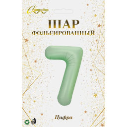 Шар фольгированный 32/81см "Цифра "7" (зеленый)