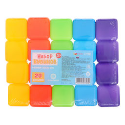 Кубики детские, пластиковые, цветные, 20 штук, 4×4 см