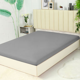 Простыня из сатина гладкокрашенного на резинке - Графит 180х200х20