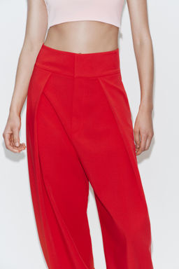PANTAL?N BALLOON PLIEGUES / Rojo - Zara фото 4