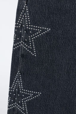 WIDE-LEG JEANS WITH RHINESTONE STARS - Zara фото 3