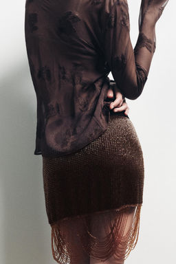 MINI SKIRT WITH BEADS AND FRINGING - Zara фото 2