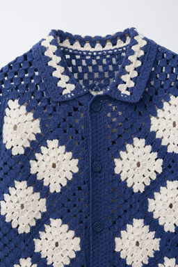 SOBRECAMISA ROMBOS PUNTO CROCHET / Marino - Zara фото 4