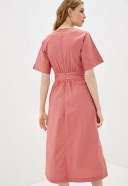 Однотонное платье-миди приглушенного розового оттенка - Incity фото 3