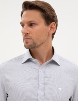 A__k Lacivert Slim Fit Uzun Kollu G_mlek