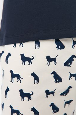 TRENDYOL MAN Lacivert %100 Pamuk Regular Fit Bask?l? Orme %100 Pamuk Pijama Tak?m? TMNAW23PT00028 - Trendyolmilla фото 2
