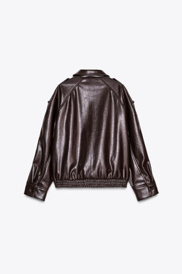 LEATHER EFFECT BOMBER JACKET - Zara фото 6
