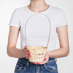 Цена за 2 шт. Корзина плетёная бамбук, d=13xH9.5/28 см натуральный