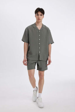 Рубашка с короткими рукавами и воротником-поло Relax Fit - Defacto фото 2