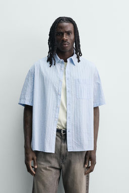 CAMISA BOXY FIT RAYAS / Azul - Zara фото 2