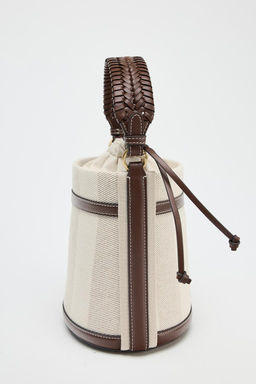 STRIPED CANVAS BUCKET BAG - Zara фото 5
