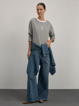 Базовый лонгслив из хлопка с принтом / Zarina  фото 2